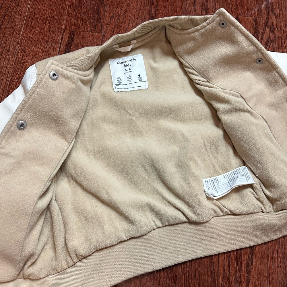 Abercrombie & Fitch Youth Tan Varsity Jacket - Picture 7 of 12